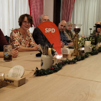 Ernsthaftes politisieren auf der Weihnachtsfeier